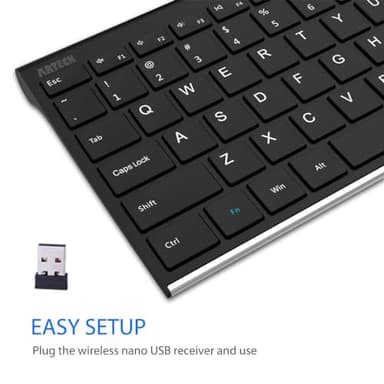 Arteck 2.4G Wireless Keyboard Stainless Steel Ultra Slim Full Size Keyboard with Numeric Keypad for Computer/Desktop/PC/Laptop/Surface/Smart TV and Windows 10/8/ 7 Built in Rechargeable Battery - Image 3