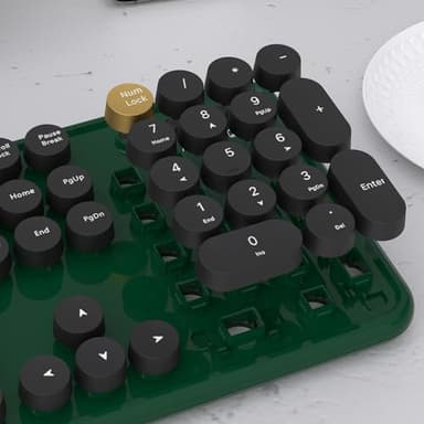 UBOTIE Dual Mode Colorful Wireless Keyboard, Bluetooth and USB Receiver Retro Typewriter Round Keycaps Keyboard Support Multi Devices for PC Laptop Tablet Phones(Dark-Green) - Image 3