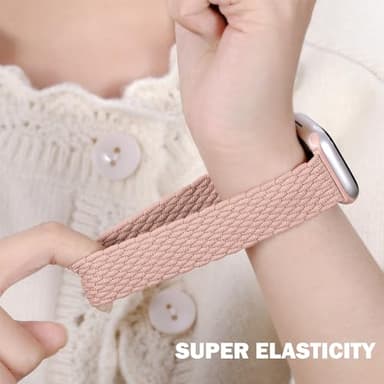 Odbeai Compatible with Apple Watch Bands for Women Solace Stretchy Braided Fabric 40mm 44mm 45mm 41mm 42mm 38mm 46mm 49mm, Stretchy Braided Fabric Strap for iWatch Series 11 10 9 8 7-1 SE Ultra1/2/3 - Image 4