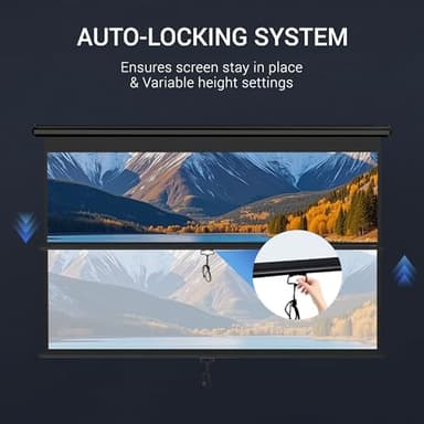 ZENY Outdoor Projector Screen Pull Down 80 Inch 16:9 HD Projection Screen, Roll Down Ceiling Projector Screen, Portable Indoor Outdoor Movie Screen - Image 4