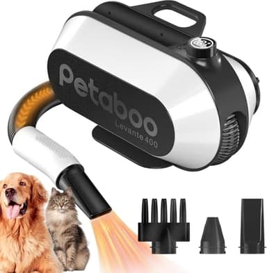 petaboo Dog Blow Dryer - Ultra-Quiet 40dB Cat Mode, 3-in-1 Nozzles & Adjustable Speed/Temp, Negative Ion Technology, BLDC Motor for Fast Drying, Portable & All-in-One Storage for Dogs & Cats - Image 1