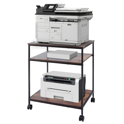 Sutex Large Printer Stand, 23.6" W x 18.9" D x 31.5" H Large Printer Table with Adjustable Storage Shelf, 3 Tier Rolling Printer Cart with Wheels for Home Office- Support 100 LBS Each Tier - Image 1