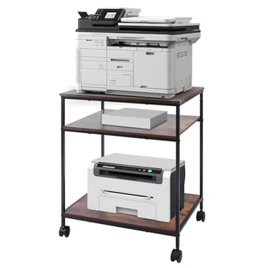 Sutex Large Printer Stand, 23.6" W x 18.9" D x 31.5" H Large Printer Table with Adjustable Storage Shelf, 3 Tier Rolling Printer Cart with Wheels for Home Office- Support 100 LBS Each Tier - Image 1