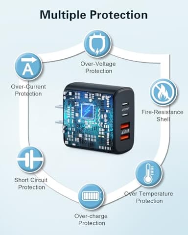 3-Pack USB C Charger Block, 40W 4-Port Type C Fast Charging Block Dual USBC Power Adapter Multiport Wall Plug Multiple USB Charger Block Cube for iPhone 16 15 14 13 12 11 Pro Max Plus XS XR,Samsung - Image 4