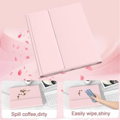 BQDIYOO Case for iPad 11th/10th Generation with Keyboard, 11 inch A16/10.9" iPad 10 Case (2025/2022) with Pencil Holder, Wireless Keyboard and Slim Lightweight Soft Cover Auto Wake/Sleep, Pink - Image 6