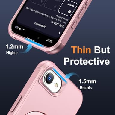 SKYLMW Compatible with iPhone 16E Case with Invisible Magnetic O-Ring Stand Military-Grade Case for iPhone 16E 6.1" 2025 [Compatible with Mag-Safe][Great Grip Feeling], Rose Gold - Image 6