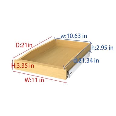 Wooden Pull out Cabinet Organizer 11" W x 21" D x 3.35" H, Heavy Duty Slide Out Drawers Pull-Out Home Organizers for Kitchen Cabinets - Image 2