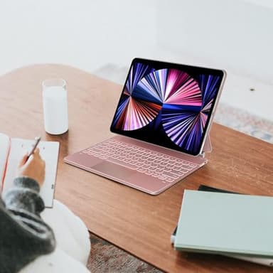 typecase Keyboard Case for iPad Air 13(M3 2025 / M2 2024) and iPad Pro 12.9 (6th, 5th, 4th, 3rd Gen),Magic Keyboard, Easy-Set Magnetic Stand,Multi-Touch Trackpad, 11 Colors Backlight,Rose Gold - Image 8