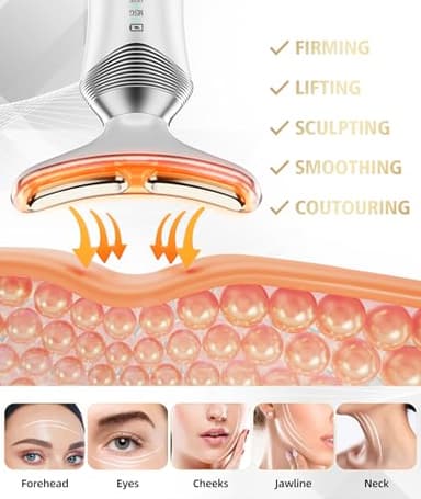 Dopsikn 9-in-1 Red-Light-Therapy-for-Face-and-Neck, Portable Facial Massager Tool with Adjustable Vibration & Thermals for Wrinkles, Double Chin, White - Image 5