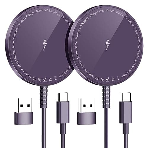 Magnetic Wireless Charger for iPhone: Compatible with Magsafe Charger iPhone 17 16 15 14 13 12 Series & Airpods 4 3 2 Pro-Fast 15W Max Charging Pad Strong Magnet, Dual USB-C/A Ports-Home Office Travel - Image 1