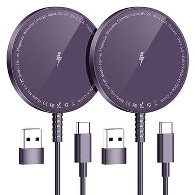 Magnetic Wireless Charger for iPhone: Compatible with Magsafe Charger iPhone 17 16 15 14 13 12 Series & Airpods 4 3 2 Pro-Fast 15W Max Charging Pad Strong Magnet, Dual USB-C/A Ports-Home Office Travel - Image 1