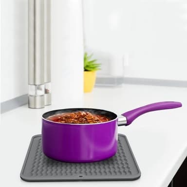 Silicone Dish Drying Mat for Kitchen Counter,Non-Slip Easy Clean,Multipurpose Drainer Mat for Drying Dishes,Eco Friendly,Heat Resistant Pad for Refrigerator or Drawer Liner- 12"*12"-Gray - Image 4