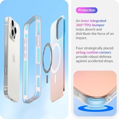 LONLI Hue - Magnetic Case for iPhone 16 Pro - [Compatible with Magsafe] - [360° Shock-Absorbent Bumper] - [Cute and Unique Phone Cover for Girls and Women] - Fluorescent Holographic Iridescent - Image 5