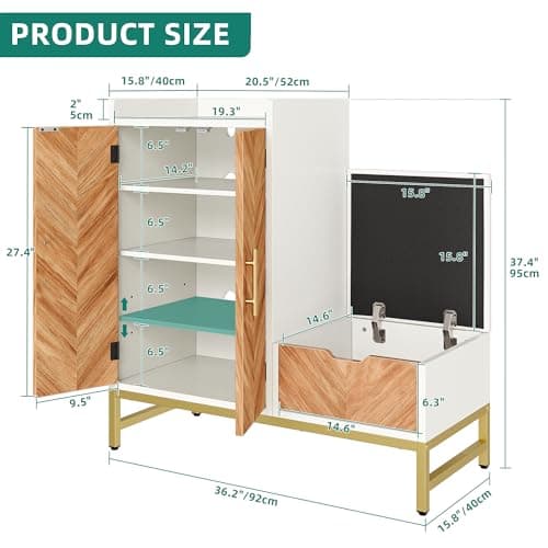 YITAHOME Shoe Cabinet with Bench for Entryway Beige