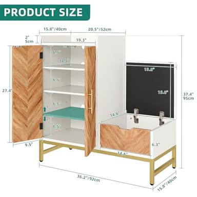 YITAHOME Shoe Cabinet with Bench for Entryway Beige