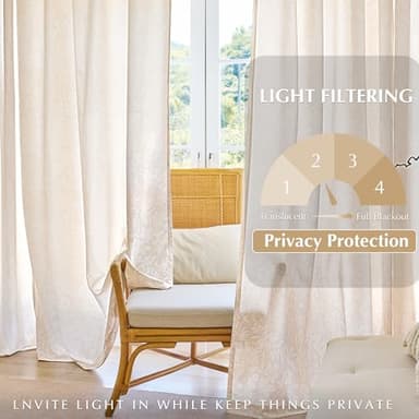 Cute Floral Velvet Curtains 102 Inches Long 2 Panels for Bedroom Rod Pocket Light Filtering Drapes Soft Chenille Textured Airy Modern Farmhouse Living Room Window Drapes Morandi Decor 52x102 Beige - Image 3