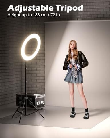 UBeesize 22'' Ring Light with 72'' Stand, 65W Large Ring Light with Phone Holder, Dimmable LED Light for Makeup Barber Stylist Tattoo YouTube TikTok Photography - Image 5
