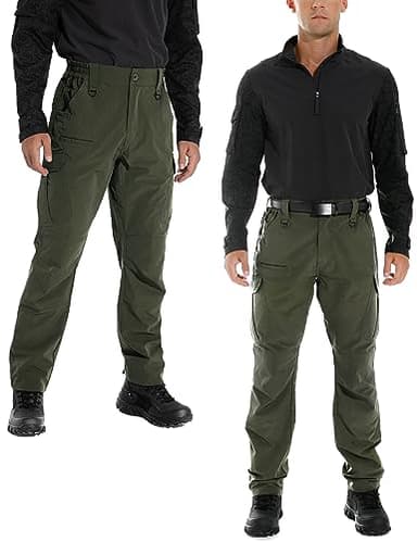 KFUBUO Men's Lightweight Ripstop Stretch Tactical Pants, Water Resistant Work Cargo Pants for Outdoor Relaxed Fit Green - Image 3