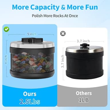 Rock Tumbler Kit, K1 Professional Large 2.5LB Capacity Edition - Memory Function, Digital Timer & Variable Speeds: Create Stunning Gems Full Accessories Included - Image 2
