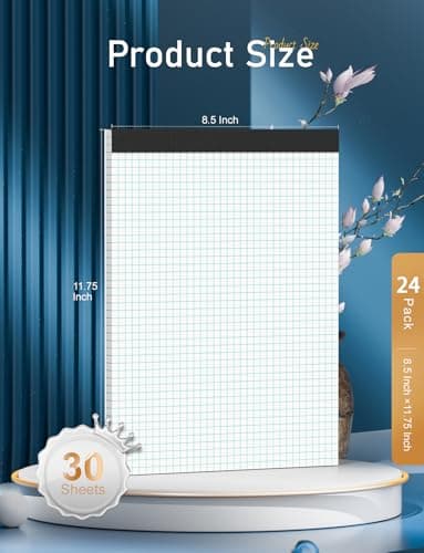 Zaviko Graph Paper Pad 8.5 x 11, 24 Pack, 4x4 Graph Ruled, Grid Paper Pad 8-1/2" x 11", Blueprint Quadrille Pad, Easy Tears Off, Grid Pad Notebook 8.5 x 11, White 70 GSM Graft Paper, 30 Sheets/Pad - Image 2