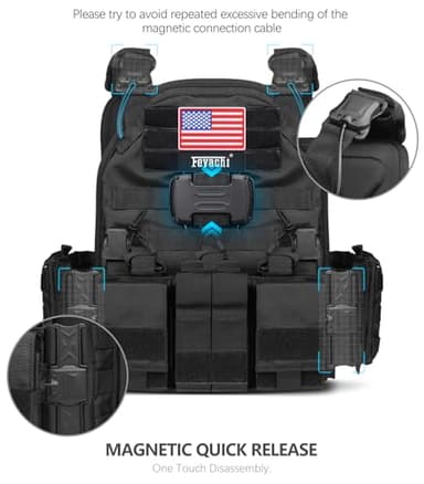 Feyachi TM 20 Magnetic Tactical Vest - Airsoft Vest MOLLE System Multifunctional Quick Release Vests Full Body Adjustable Magnetically Fixed One Button Disassembly - Image 2