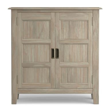 SIMPLIHOME Burlington SOLID WOOD 30 inch Wide Transitional Low Storage Cabinet in Distressed Grey for the Living Room, Entryway and Family Room - Image 6