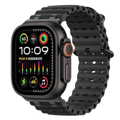 MoKo Ocean Band Compatible with Apple Watch Ultra 3/2/1 49mm, Upgraded Silicone Sports Bands 46mm 45mm 44mm for Men Women, Series 11/10/9/8/7/6/5 SE3/2/1 Breathable Strap with Metal Connector, A-Bk/Bk - Image 1