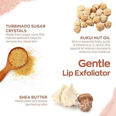 Hanalei Vegan Sugar Lip Scrub Exfoliator - Hawaiian Cane Sugar, Kukui Oil & Shea Butter for Smooth, Hydrated Lips - Natural, Cruelty-Free Lip Care, Removes Dry Skin, Moisturizes & Softens (22g) - Image 6