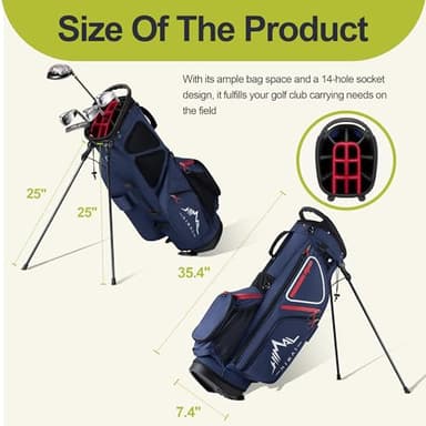 GoHimal 14 Way Golf Stand Bag, Golf Bags for Men with Stand, Top Dividers Ergonomic with 10 Pockets - Image 2