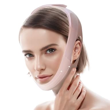 ZIGU Adjustable V-Line Chin Strap for Daily & Night Face Lifting - Reusable Jawline Shaper Made with Advanced Electric-Hot-Press Tech for Skin-Friendly Breathable Ice Silk Material - Image 1