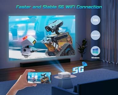 TMY Projector with WiFi and Bluetooth【80" screen included】Native 1080P Outdoor Projector, 4K Supported Portable Projector, Compatible with iOS/Android/PC/TV Stick/HDMI/USB, Indoor Outdoor Use - Image 6
