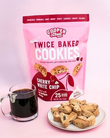 Cooper Street Twice-Baked Cherry White Chip Biscotti Cookies (16 oz Pack of 2) – Over 50 Biscotti Cookies per Bag Loaded with Real Fruit, Traditional Italian Style Snacks - Dairy, Peanut & Soy Free - Image 8