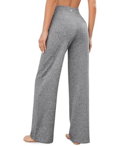 G4Free Wide Leg Woman Yoga Dress Pants for Women Straight Leg Sweatpants Stretch Bootcut Trouser Pants Work Slacks with Pockets(Heather Grey,L,31") - Image 4