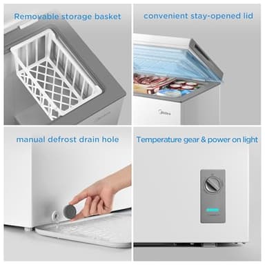 Midea MERC04C4BAWW 3.5 Cubic Feet Chest Freezer, Cu.ft-Convertible, White - Image 7