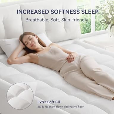 ELEMUSE Full XL Dual Layer 3 Inch Memory Foam Mattress Topper, 2 Inch Cooling Gel Memory Foam and 1 Inch Thick Soft Pillow Top Mattress Pad Cover for Back Pain Relief, Side Sleep Bed Topper - Image 4