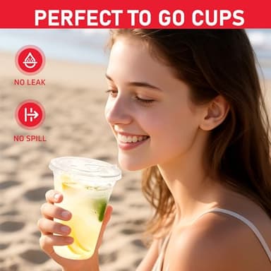 100 pack 16 oz Clear Plastic Cups with Lids, Disposable Iced Coffee Cups with Strawless Sip Lids, Drink Cup for Cold Drinks, Iced Coffee - Image 5