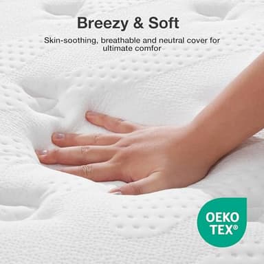 Novilla King Size Mattress 14 Inch, Hybrid Mattress King for Motion Isolation, Gel Memory Foam with Pressure Relief for Cool Night Sleep, Medium Firm Mattresses with Pillow Top, Certipur-Us Certified - Image 5