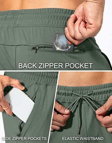 G Gradual Men's Sweatpants with Zipper Pockets Athletic Pants Traning Track Pants Joggers for Men Soccer, Running, Workout (Sage Green, Large) - Image 4