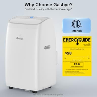 Gasbye Dual Hose Portable Air Conditioner, [2025 Upgraded] Full DC Inverter Compressor, Energy-Saving 13.6 CEER, Low Noise (45dB), Cools Room up to 500 Sq.Ft., Backlit Remote Control, 14,000BTU, White - Image 5