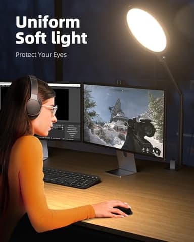 Weilisi 10.2" Desk Ring Light with Stand for Video Call, Ring Light for Desk with Clamp, 360° Rotate & Flexible Height Desk Light, Adjust Arm Desk Lamp for Home Office, Podcast, Gaming, Recording - Image 2