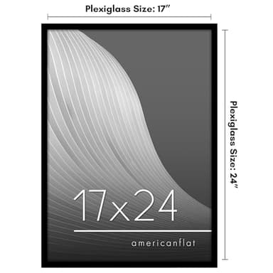Americanflat 17x24 Picture Frame with Polished Plexiglass - Streamline Collection - Thin Border Picture Frame for Wall Display - Hanging Hardware Included - Black - Image 2