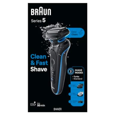 Braun Electric Shaver for Men, Series 5 5150cs, Wet & Dry Shave, Turbo Shaving Mode, Foil Shaver, with Beard Trimmer, Body Groomer and Charging Stand, Blue - Image 8