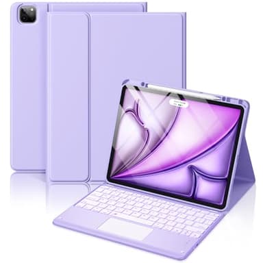 Hamile for iPad Air 13-inch Case Keyboard (M3/M2) - Magnetic Wireless Keyboard with Multi-Touch Trackpad 7 Colors Backlit Stain Proof Folio Cover for iPad Pro 12.9 6th 5th 4th 3rd Generation - Purple - Image 1