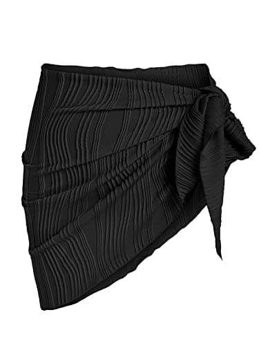 ZAFUL Textured Sarong Coverups for Women Tie Side Beach Sarong OneSize 4-Black - Image 1