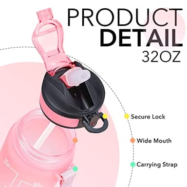 Hyeta 32 oz Water Bottles with Times to Drink and Straw, Motivational Water Bottle with Time Marker, Leakproof, Drinking Sports Water Bottle for Fitness, Gym and Outdoor - Image 4