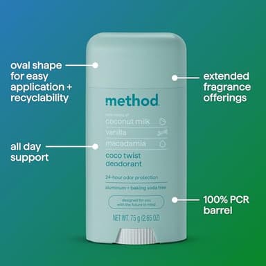 Method Deodorant, Coco Twist, Coconut Milk, Avocado + Macadamia Oil notes, 24 Hour Odor Protection, 2.65 oz - Image 4
