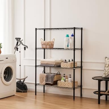 DUMOS 4 Tier Metal Wire Rack Shelf Heavy Duty Standing Shelves Adjustable Steel Closet Shelving Unit Organizers and Storage for Kitchen Bathroom Pantry Office, 13.78" D x 35.43" W x 54.02" H - Image 7