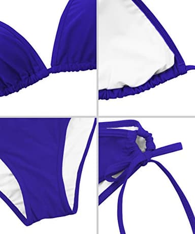 American Trends Women's String Two Piece Halter Top Triangle Bikini Set with Tie Side Bottom Sexy Swimsuit Bathing Suits Blue S - Image 5