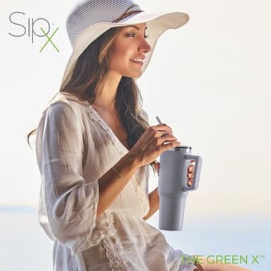 SIPX™ Insulated Tumbler With Lid And Straw, 40oz. Tumbler With Handle Keeps Cold 12 Hours, Water Bottle Thermos With Lid, BPA-Free Reusable Insulated Coffee Tumblers, Travel Mug Great For Beach Party - Image 4