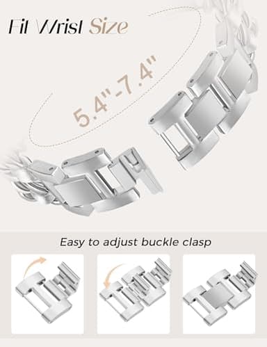 Silver Watch Bands for Women Compatible with Apple Watch Band 38mm 40mm 41mm 42mm (S11/10) Adjustable Unique Charms Metal Strap Cowboy Chain Bracelet for iWatch Series 11/10/9/8/7/6/5/4/3/2/1/SE - Image 6